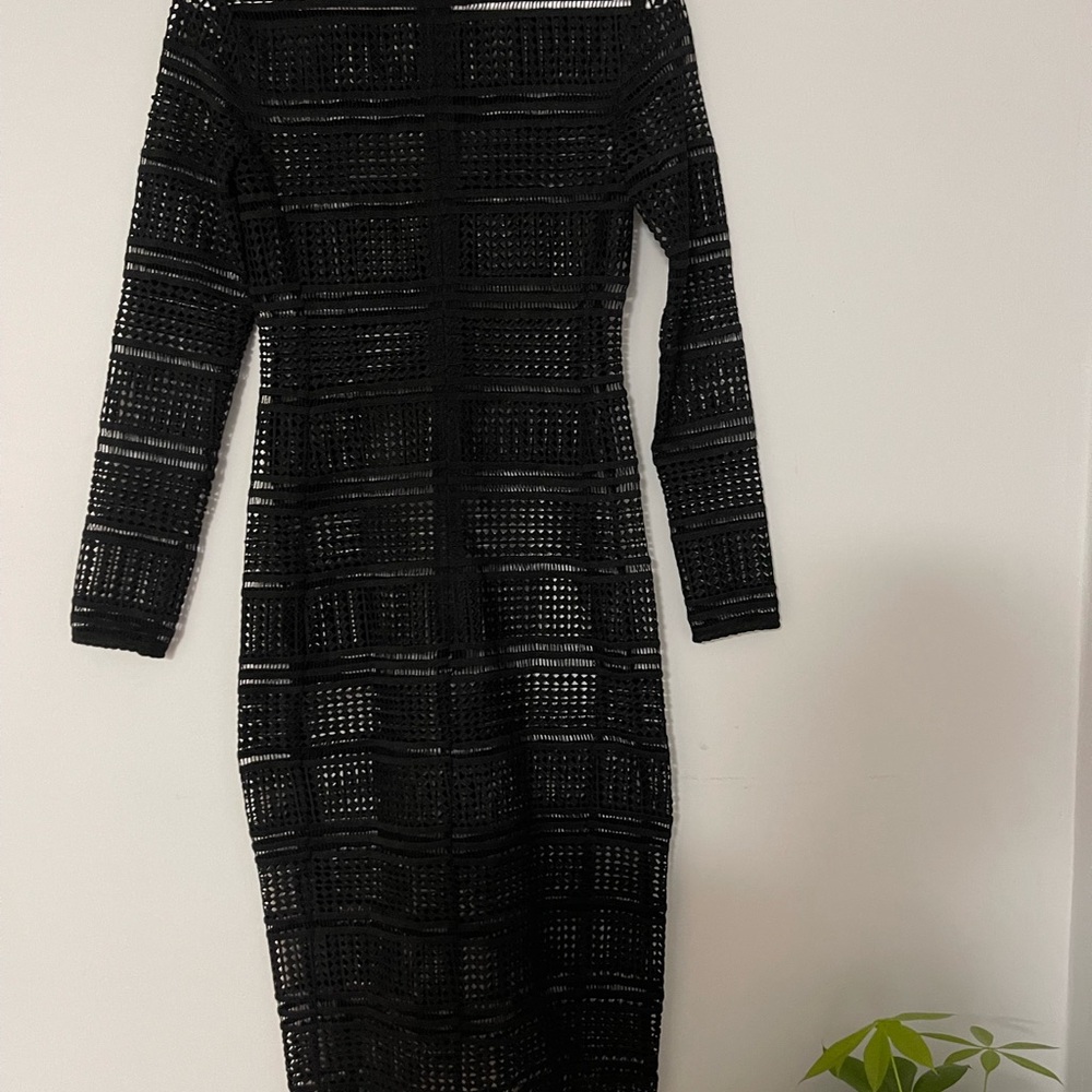 Zara Black Long Sleeve Crochet Dress - Picture 4 of 4
